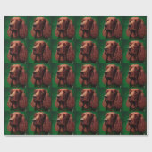 Irish Red Setter Dog in St. Patrick's Day Dress Cadeaupapier (Vlak)