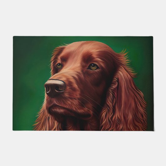 Irish Red Setter Dog in St. Patrick's Day Dress Deurmat (Voorkant)