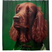 Irish Red Setter Dog in St. Patrick's Day Dress Douchegordijn (Voorkant)