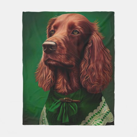 Irish Red Setter Dog in St. Patrick's Day Dress Fleece Deken (Voorkant)