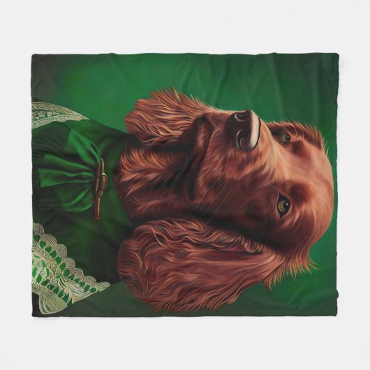 Irish Red Setter Dog in St. Patrick's Day Dress Fleece Deken (Voorkant (Horizontaal))