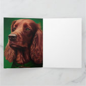 Irish Red Setter Dog in St. Patrick's Day Dress Kaart (Binnen)