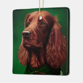 Irish Red Setter Dog in St. Patrick's Day Dress Keramisch Ornament (Links)