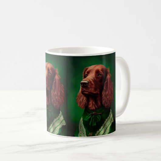 Irish Red Setter Dog in St. Patrick's Day Dress Koffiemok (Voorkant rechts)