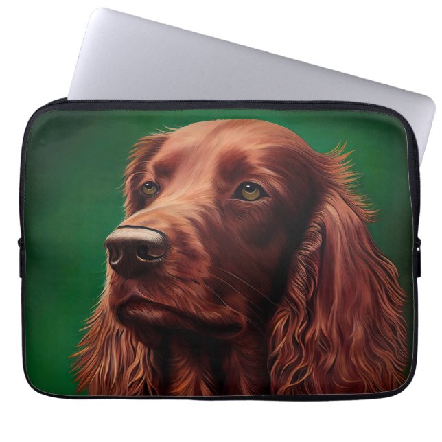 Irish Red Setter Dog in St. Patrick's Day Dress Laptop Sleeve (Voorkant)