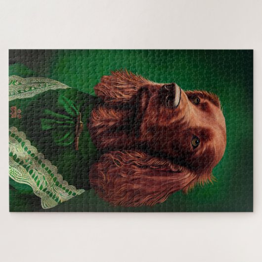 Irish Red Setter Dog in St. Patrick's Day Dress Legpuzzel (Horizontaal)