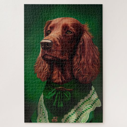 Irish Red Setter Dog in St. Patrick's Day Dress Legpuzzel (Verticaal)
