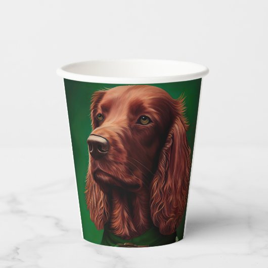 Irish Red Setter Dog in St. Patrick's Day Dress Papieren Bekers (Voorkant)