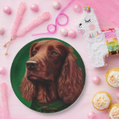 Irish Red Setter Dog in St. Patrick's Day Dress Papieren Bordje (Feest)