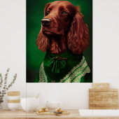 Irish Red Setter Dog in St. Patrick's Day Dress Poster (Keuken)