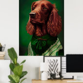 Irish Red Setter Dog in St. Patrick's Day Dress Poster (Thuiskantoor)