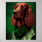 Irish Red Setter Dog in St. Patrick's Day Dress Poster (Voorkant)