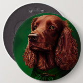 Irish Red Setter Dog in St. Patrick's Day Dress Ronde Button 6,0 Cm (Voorkant /achterkant)