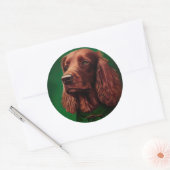 Irish Red Setter Dog in St. Patrick's Day Dress Ronde Sticker (Envelop)