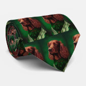 Irish Red Setter Dog in St. Patrick's Day Dress Stropdas (Opgerold)