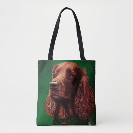 Irish Red Setter Dog in St. Patrick's Day Dress Tote Bag (Voorkant)