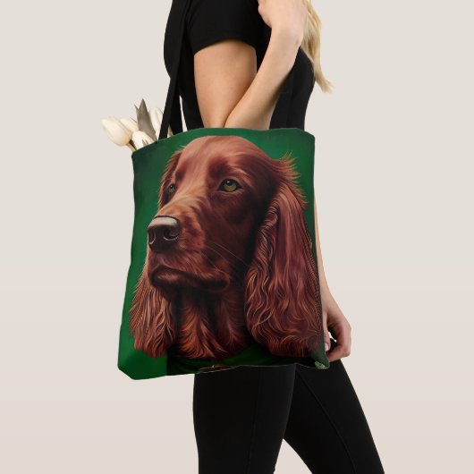 Irish Red Setter Dog in St. Patrick's Day Dress Tote Bag (Dichtbij)