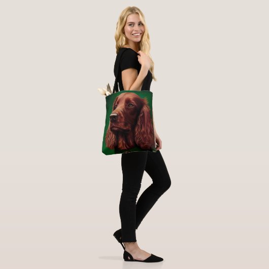 Irish Red Setter Dog in St. Patrick's Day Dress Tote Bag (Op model)