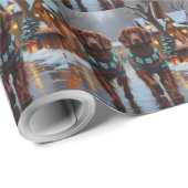 Irish Red Setter Dogs Christmas Snow Holiday Cadeaupapier (Rol Hoek)