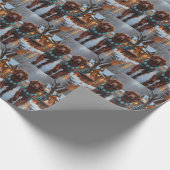 Irish Red Setter Dogs Christmas Snow Holiday Cadeaupapier (Hoek)