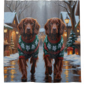 Irish Red Setter Dogs Christmas Snow Holiday Douchegordijn (Voorkant)
