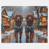 Irish Red Setter Dogs Christmas Snow Holiday Fleece Deken (Voorkant (Horizontaal))