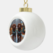 Irish Red Setter Dogs Christmas Snow Holiday Keramische Bal Ornament (Rechts)