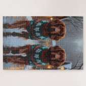 Irish Red Setter Dogs Christmas Snow Holiday Legpuzzel (Horizontaal)