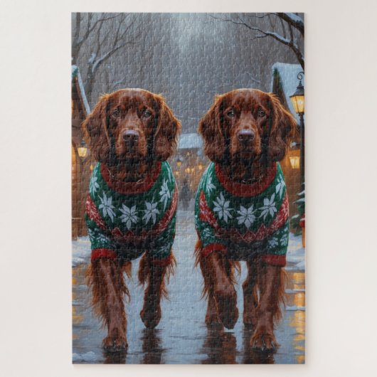 Irish Red Setter Dogs Christmas Snow Holiday Legpuzzel (Verticaal)