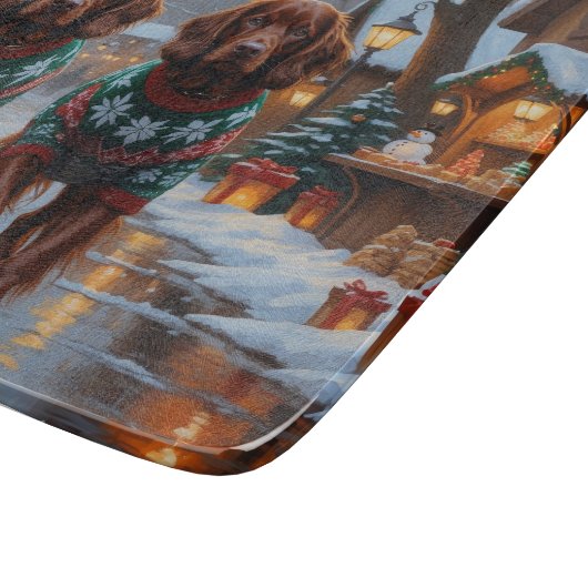 Irish Red Setter Dogs Christmas Snow Holiday Snijplank (Hoek)