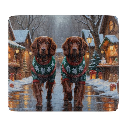 Irish Red Setter Dogs Christmas Snow Holiday Snijplank (Voorkant)