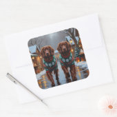 Irish Red Setter Dogs Christmas Snow Holiday Vierkante Sticker (Envelop)