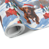 Irish Red Setter Hardloopsneeuw met kerst Pet Cadeaupapier (Rol Hoek)