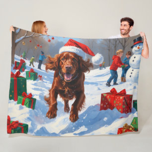 Irish Red Setter Hardloopsneeuw met kerst Pet Fleece Deken