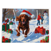 Irish Red Setter Hardloopsneeuw met kerst Pet Groot Cadeauzakje (Achterkant)