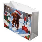 Irish Red Setter Hardloopsneeuw met kerst Pet Groot Cadeauzakje (Achterkant Gekanteld)