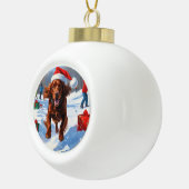 Irish Red Setter Hardloopsneeuw met kerst Pet Keramische Bal Ornament (Rechts)