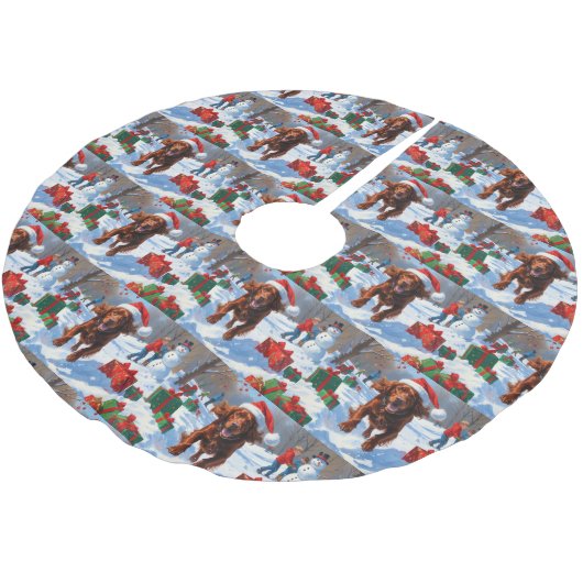 Irish Red Setter Hardloopsneeuw met kerst Pet Kerstboom Rok (Gekanteld)