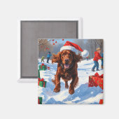 Irish Red Setter Hardloopsneeuw met kerst Pet Magneet (Voorkant / Achterkant)