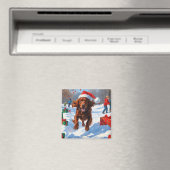 Irish Red Setter Hardloopsneeuw met kerst Pet Magneet (Insitu (Vaatwasser))