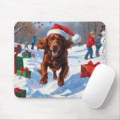 Irish Red Setter Hardloopsneeuw met kerst Pet Muismat (Met muis)