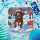Irish Red Setter Hardloopsneeuw met kerst Pet Papieren Bordje (Feest)