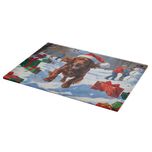 Irish Red Setter Hardloopsneeuw met kerst Pet Snijplank (Hoek)