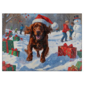 Irish Red Setter Hardloopsneeuw met kerst Pet Snijplank (Voorkant)