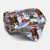 Irish Red Setter Hardloopsneeuw met kerst Pet Stropdas (Opgerold)