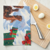 Irish Red Setter Hardloopsneeuw met kerst Pet Theedoek (Quarter Fold)