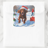 Irish Red Setter Hardloopsneeuw met kerst Pet Vierkante Sticker (Tas)