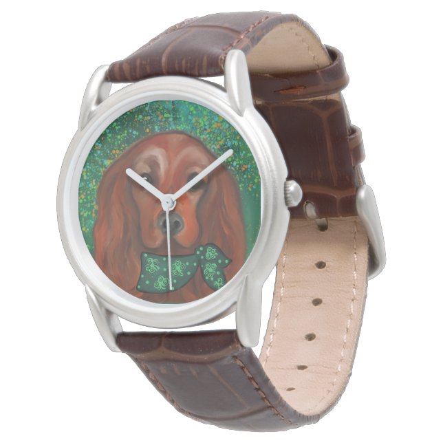 Irish Red Setter Horloge (Gekanteld)