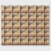 Irish Red Setter in Autumn verlaat Thanksgiving Cadeaupapier (Vlak)