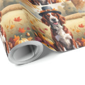 Irish Red Setter in Autumn verlaat Thanksgiving Cadeaupapier (Rol Hoek)
